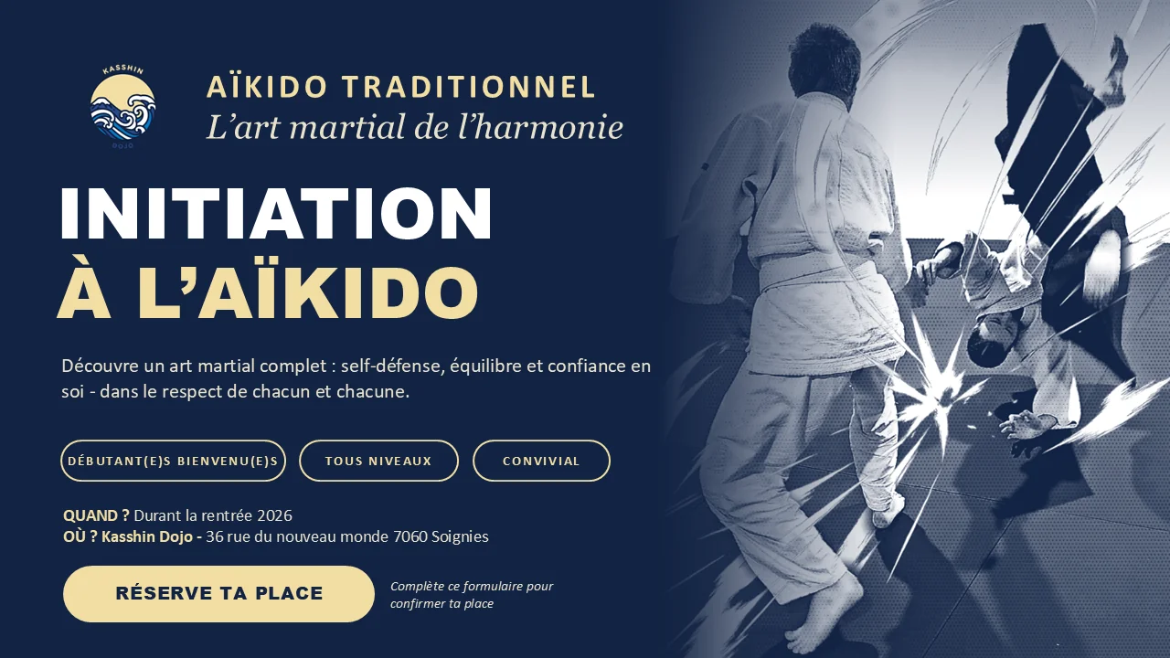 Initiation à l'Aïkido traditionnel - l'art martial de l'harmonie, personnes débutantes bienvenues, tous niveaux, convivial