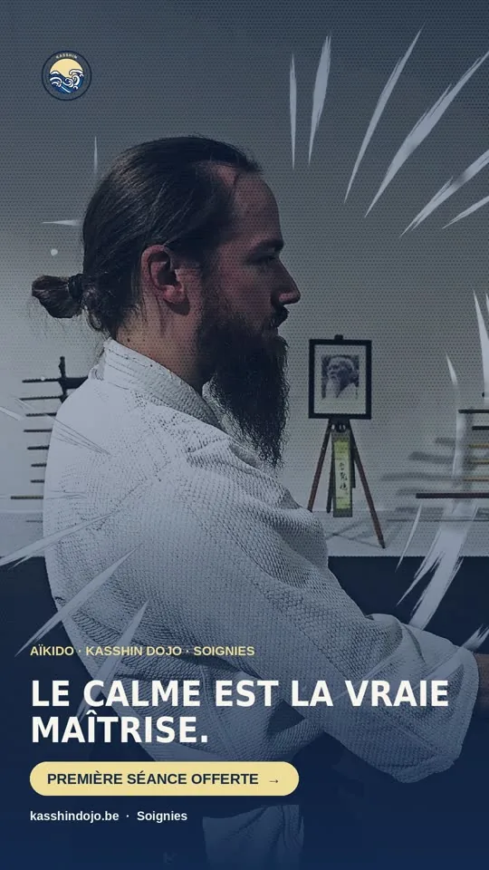 Affiche Aïkido Kasshin Dojo : « Le calme est la vraie maîtrise. »